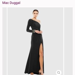 Mac Duggal Black Asymmetrical One Shoulder Cocktail Dress